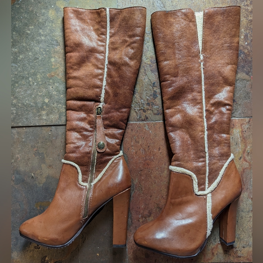 MAX STUDIO Faux leather and shearling boots